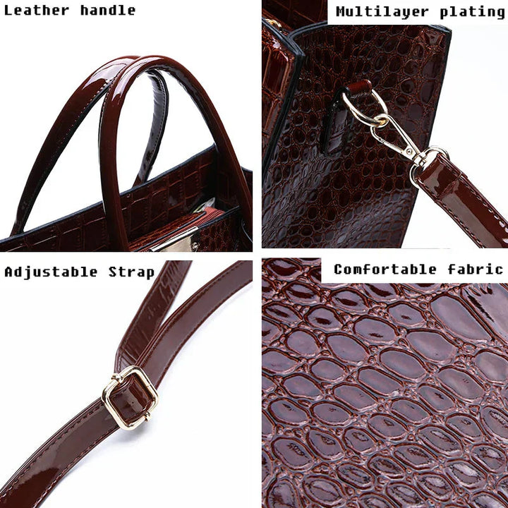 New York Crocodile Embossed Handbag