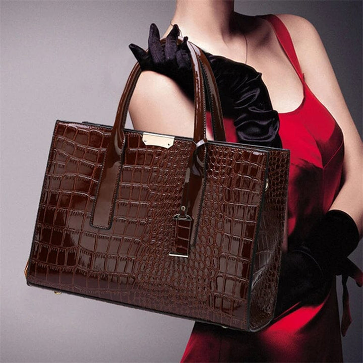 New York Crocodile Embossed Handbag