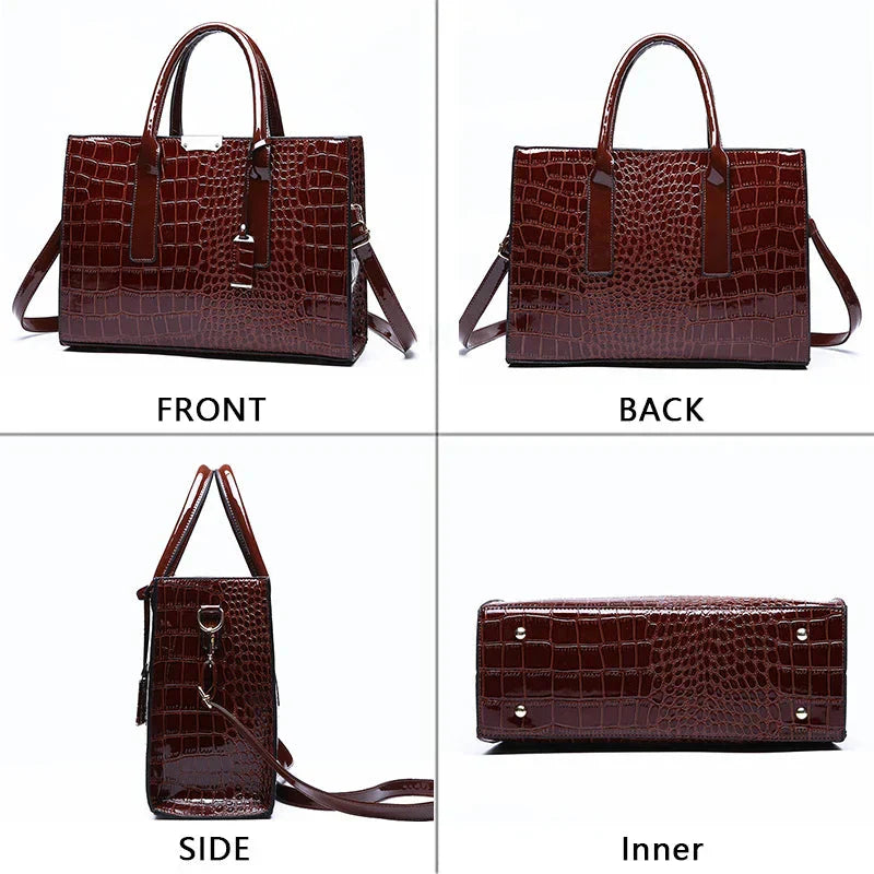 New York Crocodile Embossed Handbag