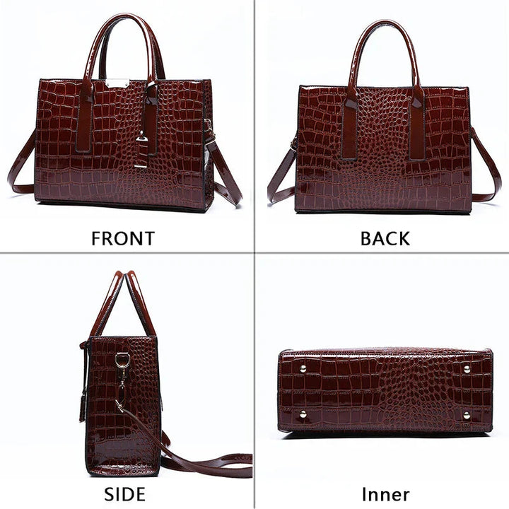 New York Crocodile Embossed Handbag