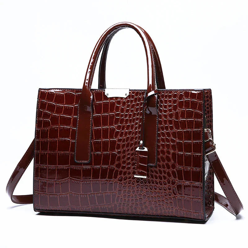 New York Crocodile Embossed Handbag
