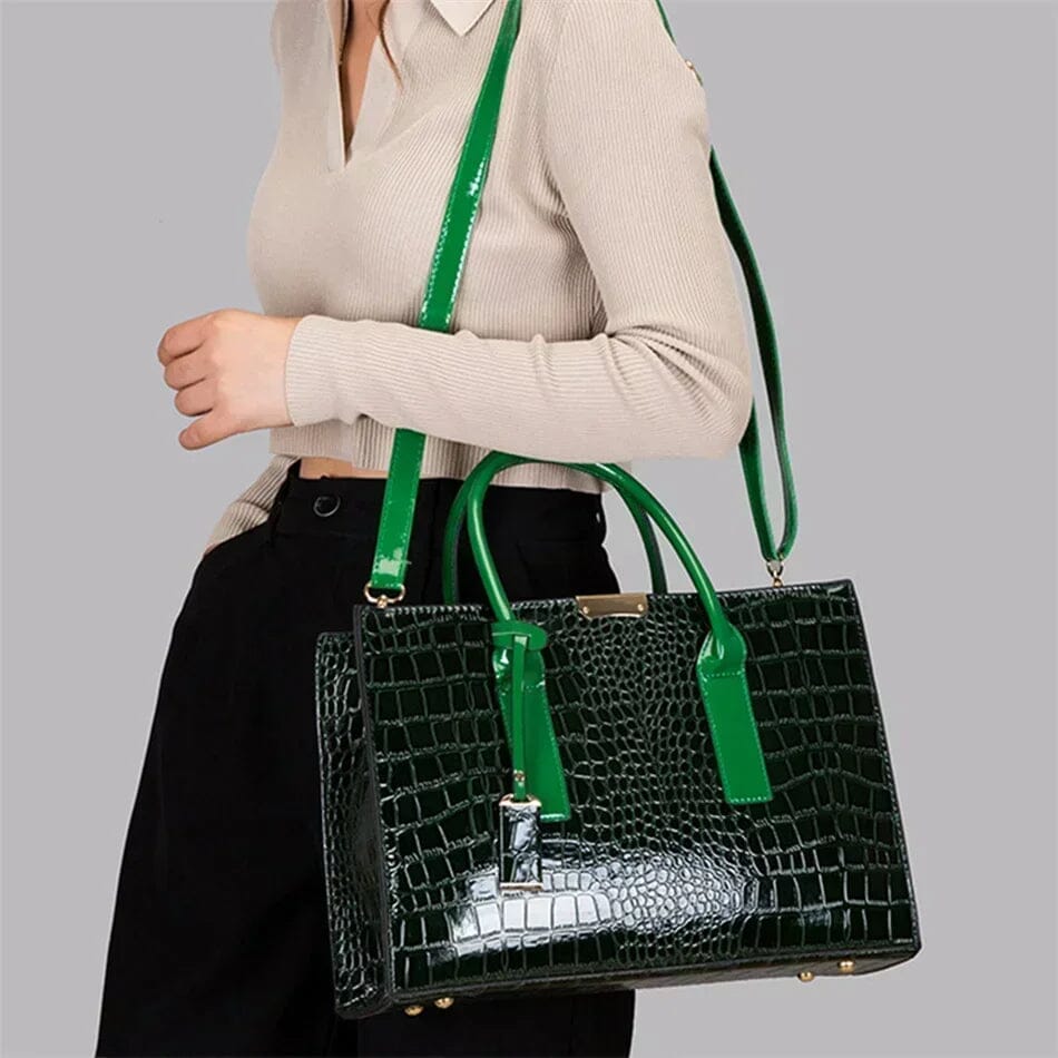 New York Crocodile Embossed Handbag