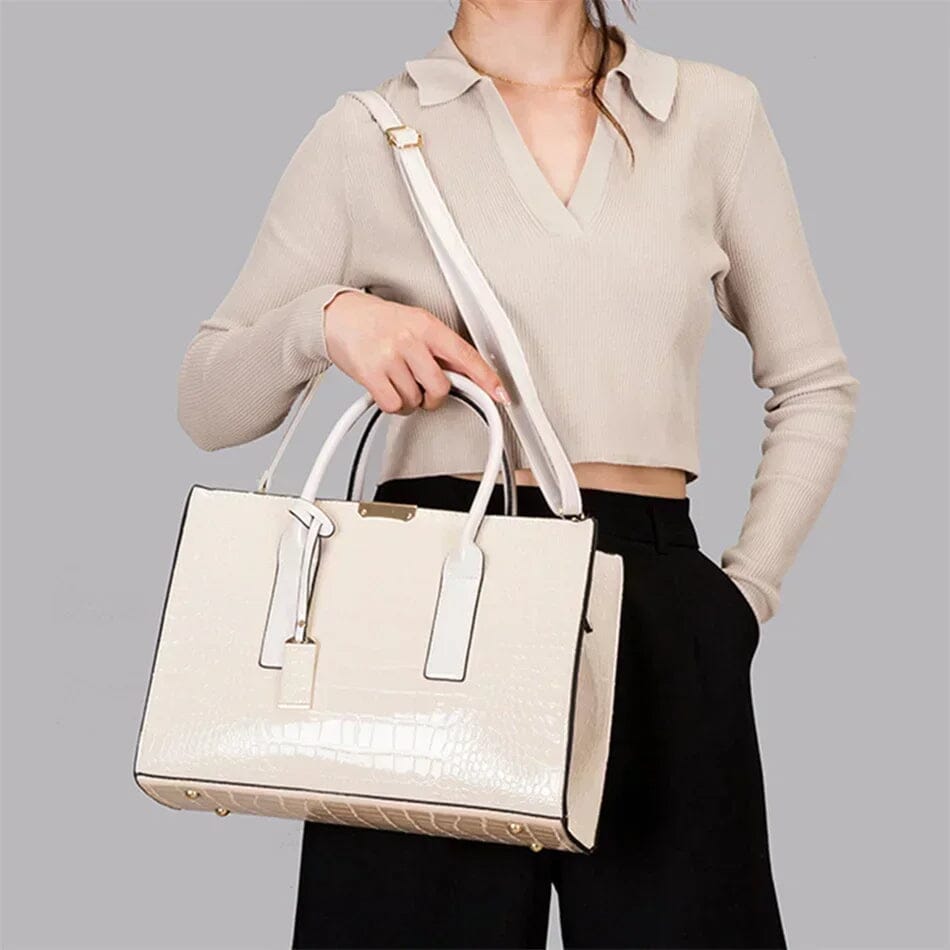 New York Crocodile Embossed Handbag