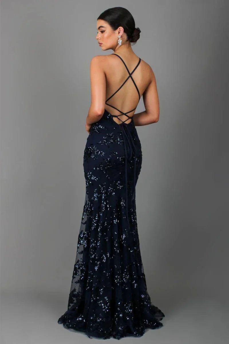 Nora - Elegant floor-length evening gown with sequin embellishment
