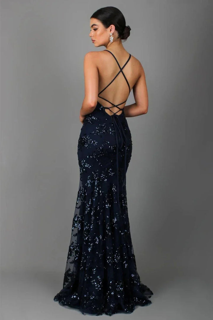 Nora - Elegant floor-length evening gown with sequin embellishment