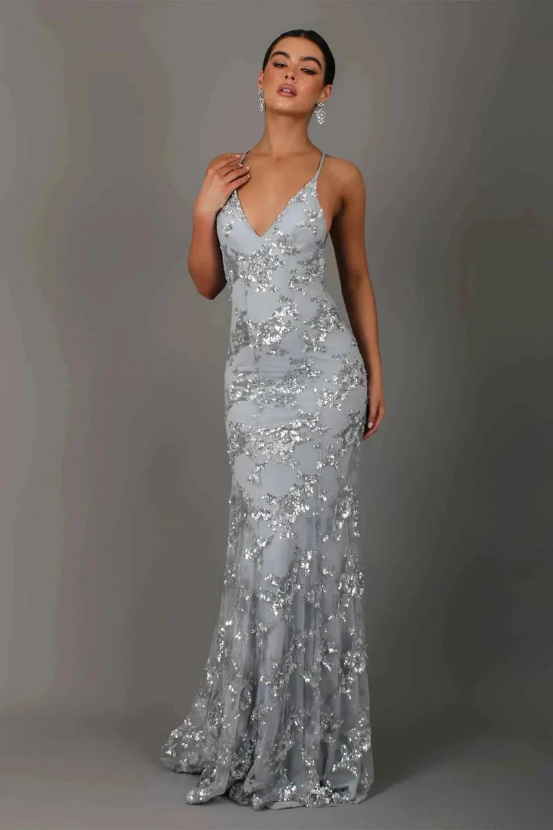 Nora - Elegant floor-length evening gown with sequin embellishment