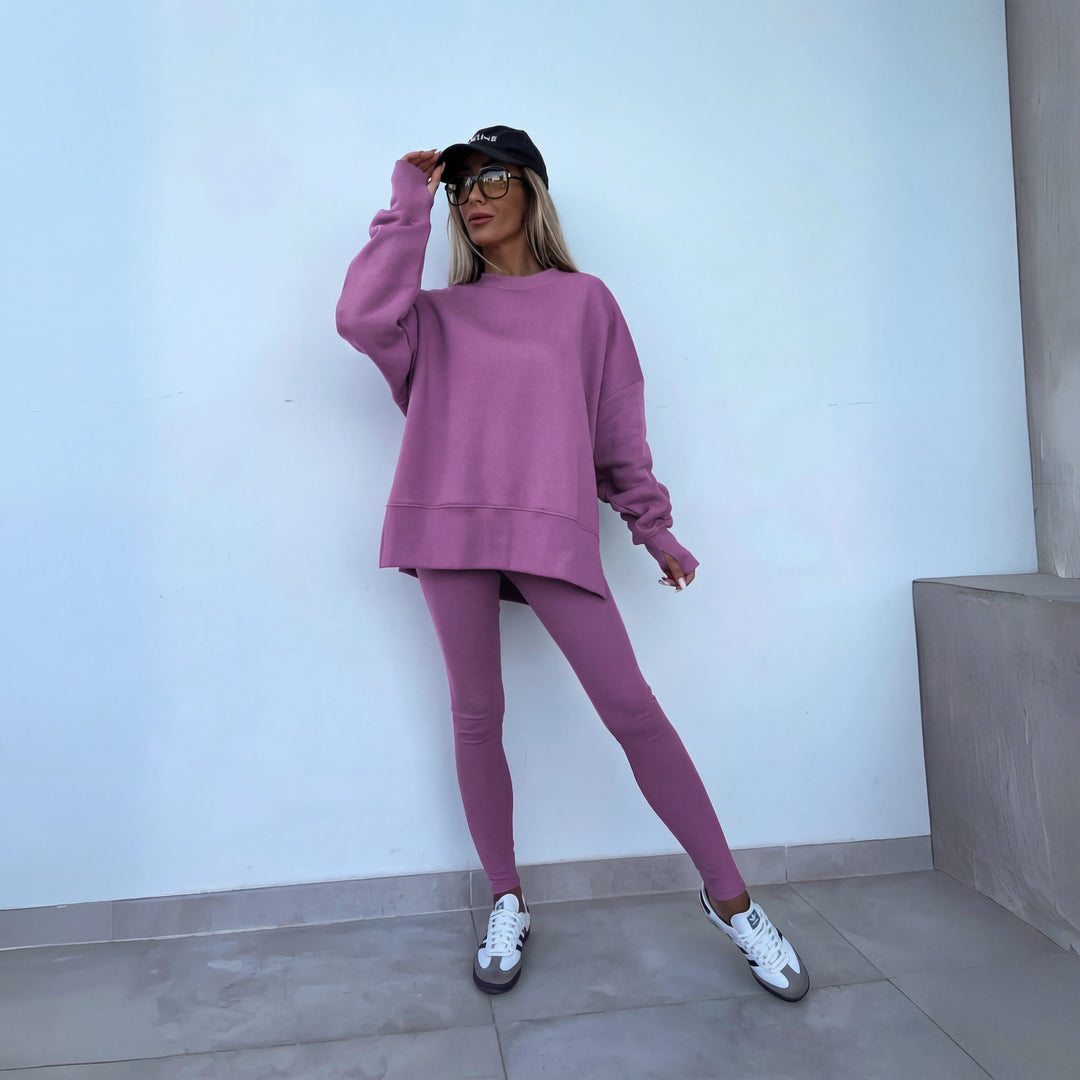 YACHI™ - Relaxed Long-Sleeve Sweatshirt and Pants Ensemble