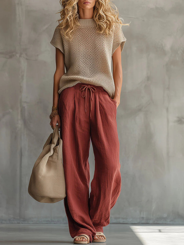 Damen Zweiteiliges Set mit Bindegürtel und Taschen