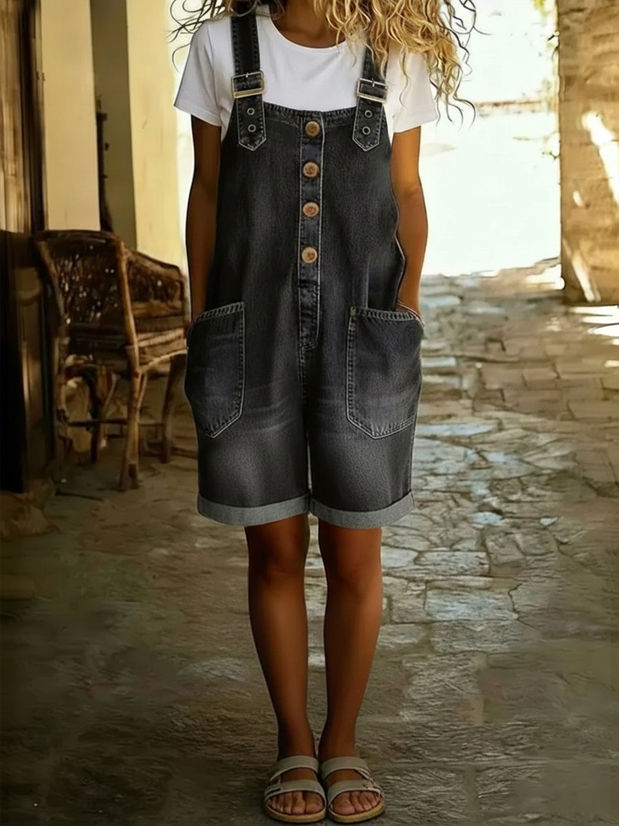 Relaxed Shorts Jumpsuit with Adjustable Straps