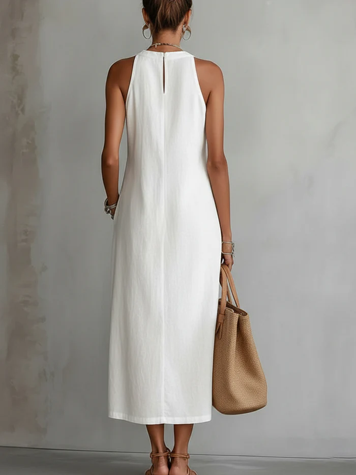 Jimena - Midi dress with stylish Mandarin collar