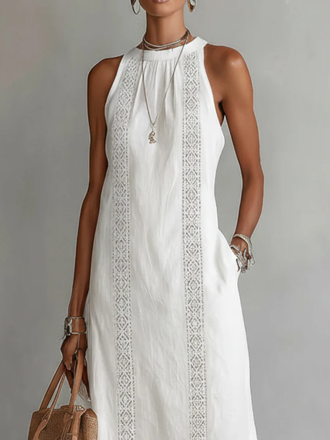 Jimena - Midi dress with stylish Mandarin collar