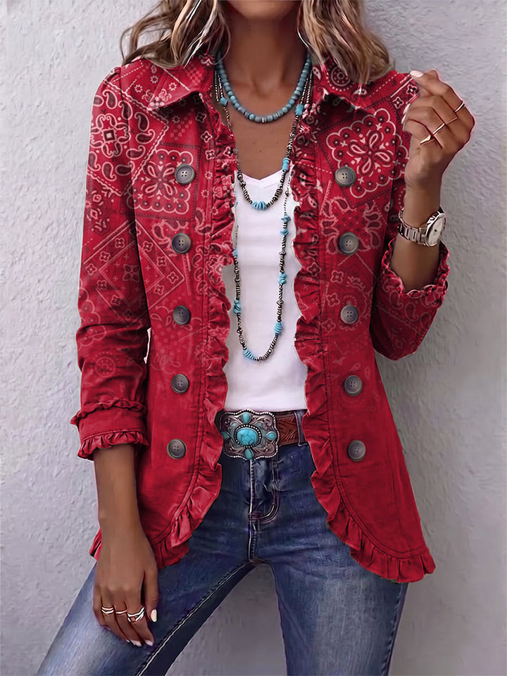 Women's ruffle jacket with buttons