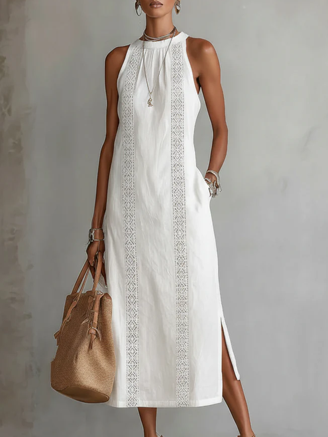 Jimena - Midi dress with stylish Mandarin collar