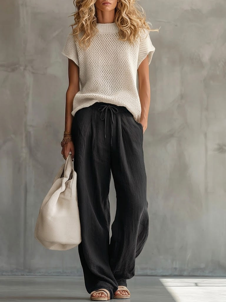 Damen Zweiteiliges Set mit Bindegürtel und Taschen