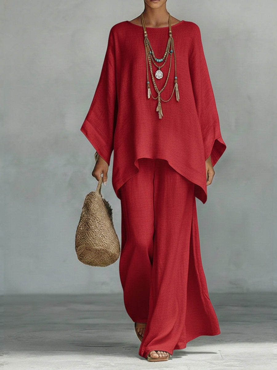 Celine | Women's Oversized Top and Wide-Leg Pants Set
