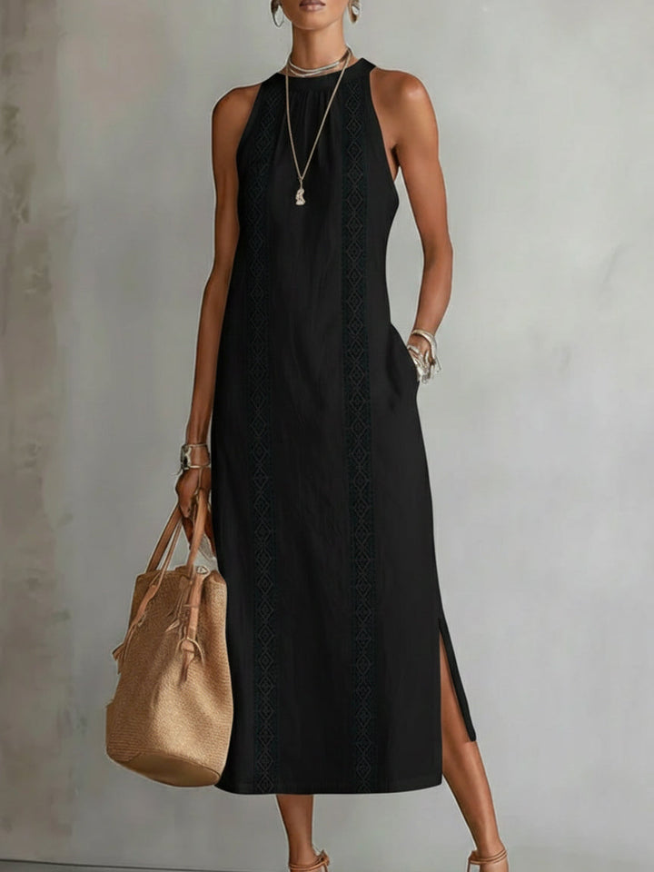 Jimena - Midi dress with stylish Mandarin collar
