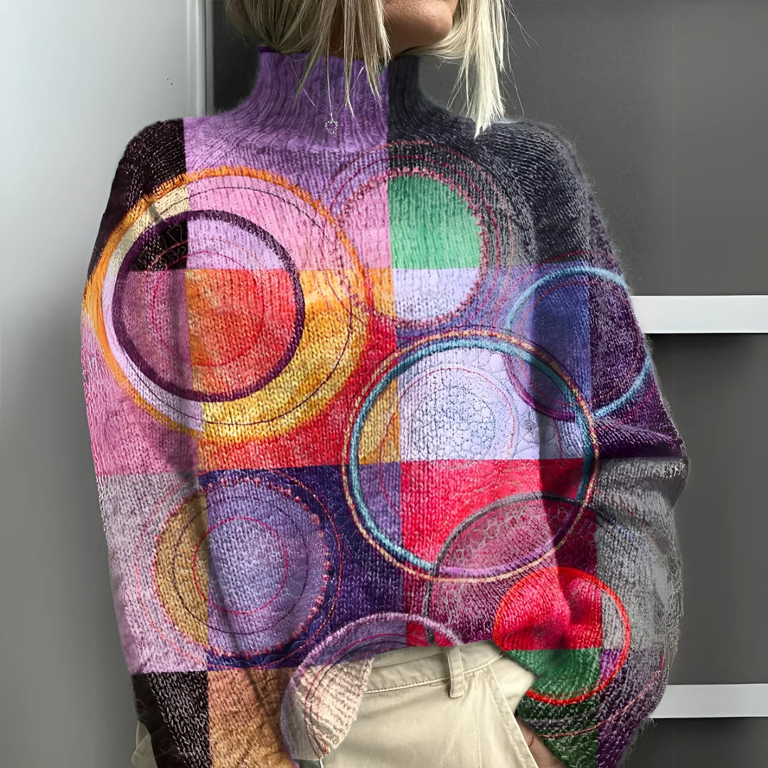 Jasmine - Colorblock Knitted Turtleneck Sweater