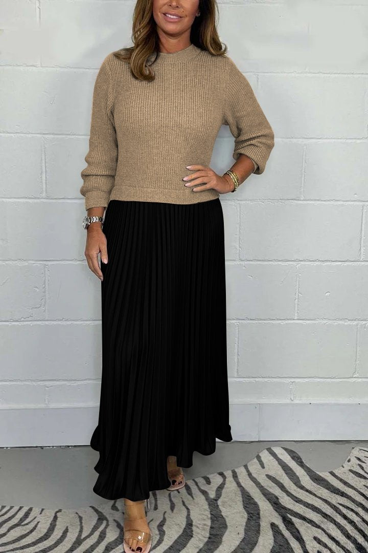 Dorotea - Long Sweater With Pleated Skirt