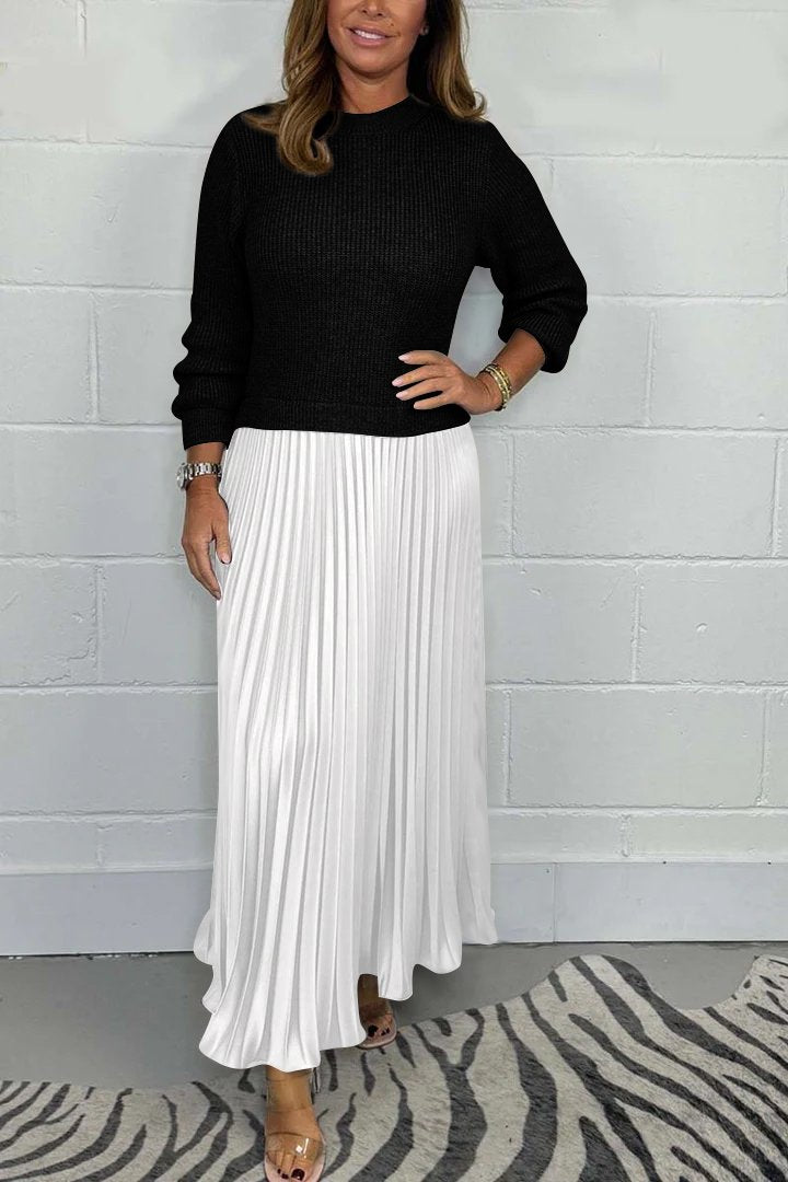 Dorotea - Long Sweater With Pleated Skirt
