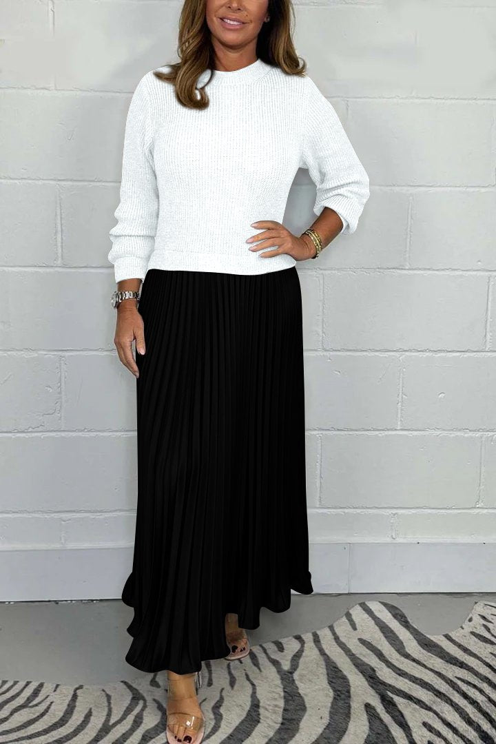 Dorotea - Long Sweater With Pleated Skirt