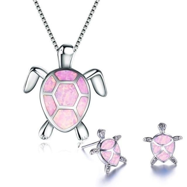 Opal Turtle Jewelry Set