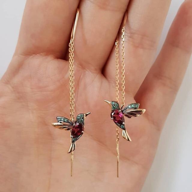 Hummingbird Enamel & Cubic Zirconia Earrings