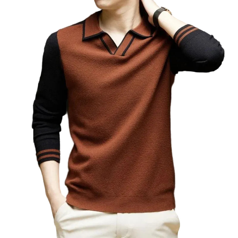 Men's long-sleeve polo sweater