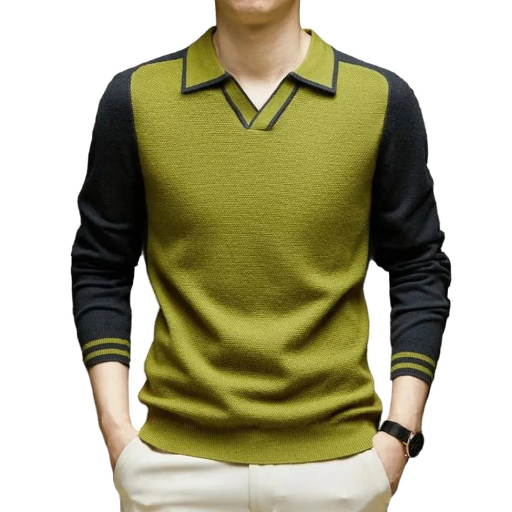 Men's long-sleeve polo sweater