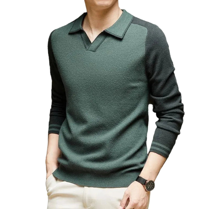 Men's long-sleeve polo sweater
