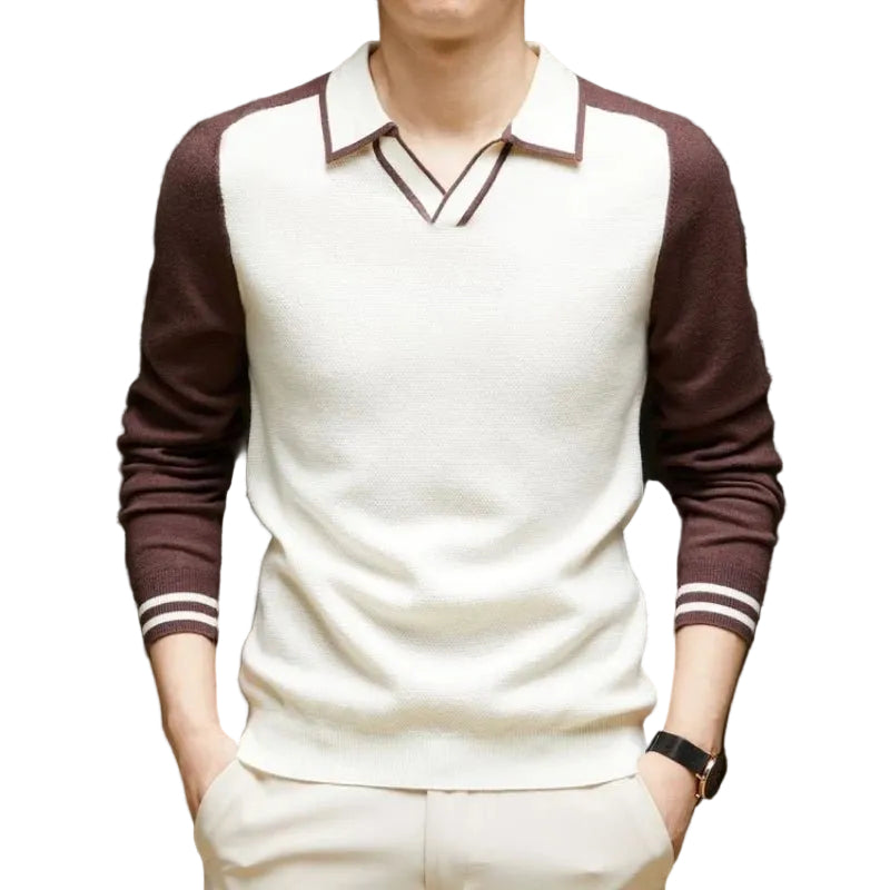Men's long-sleeve polo sweater