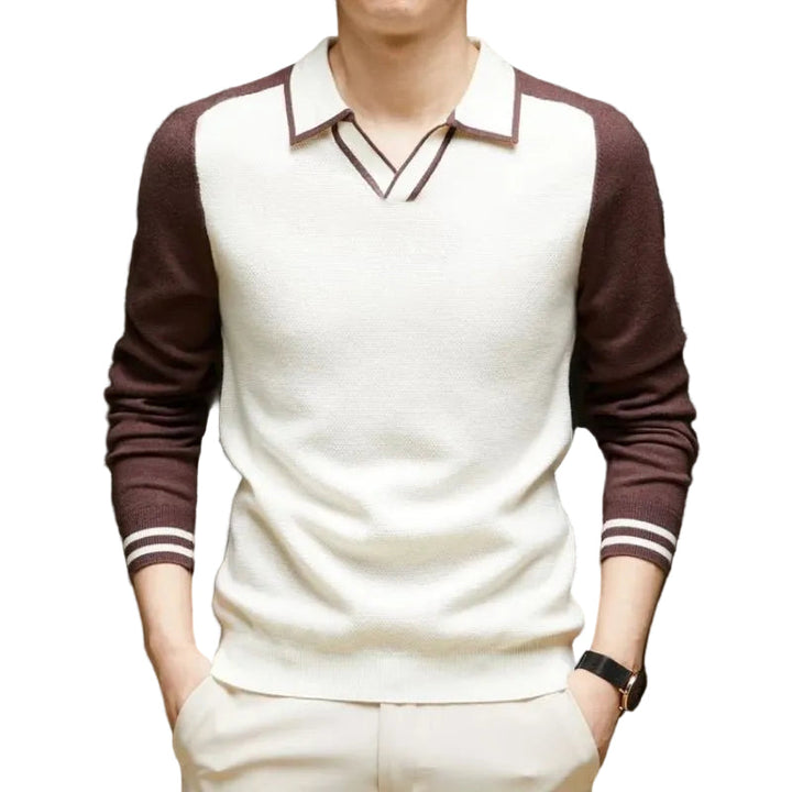 Men's long-sleeve polo sweater