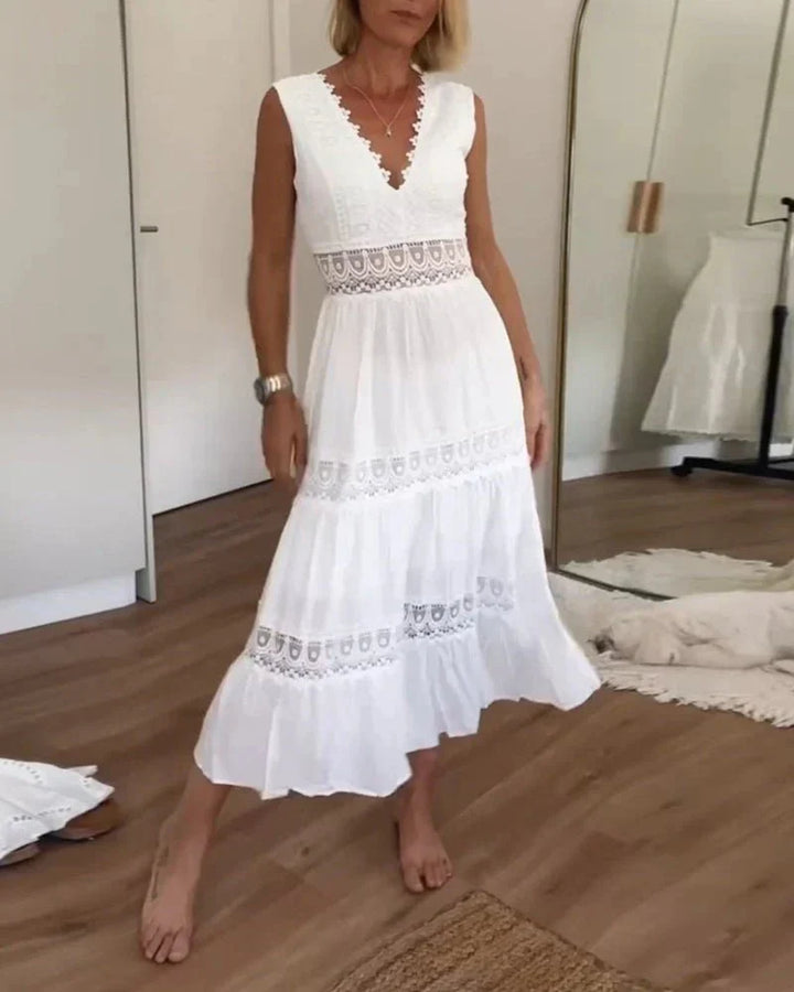 Rosélia | Women's V-Neck Lace Maxi Dress