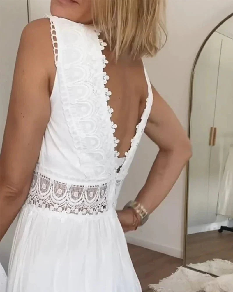 Rosélia | Women's V-Neck Lace Maxi Dress