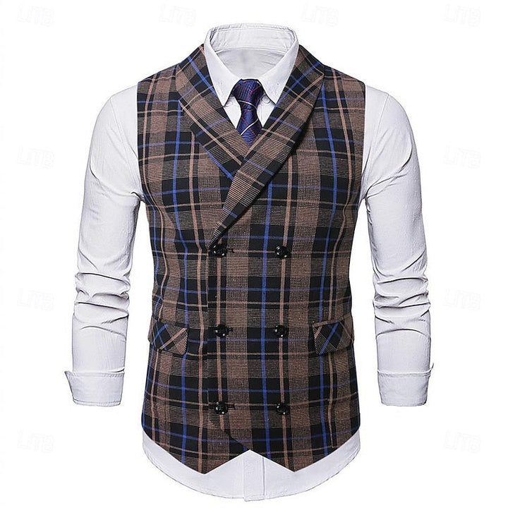 James | Men's checked vest with buttons and pockets