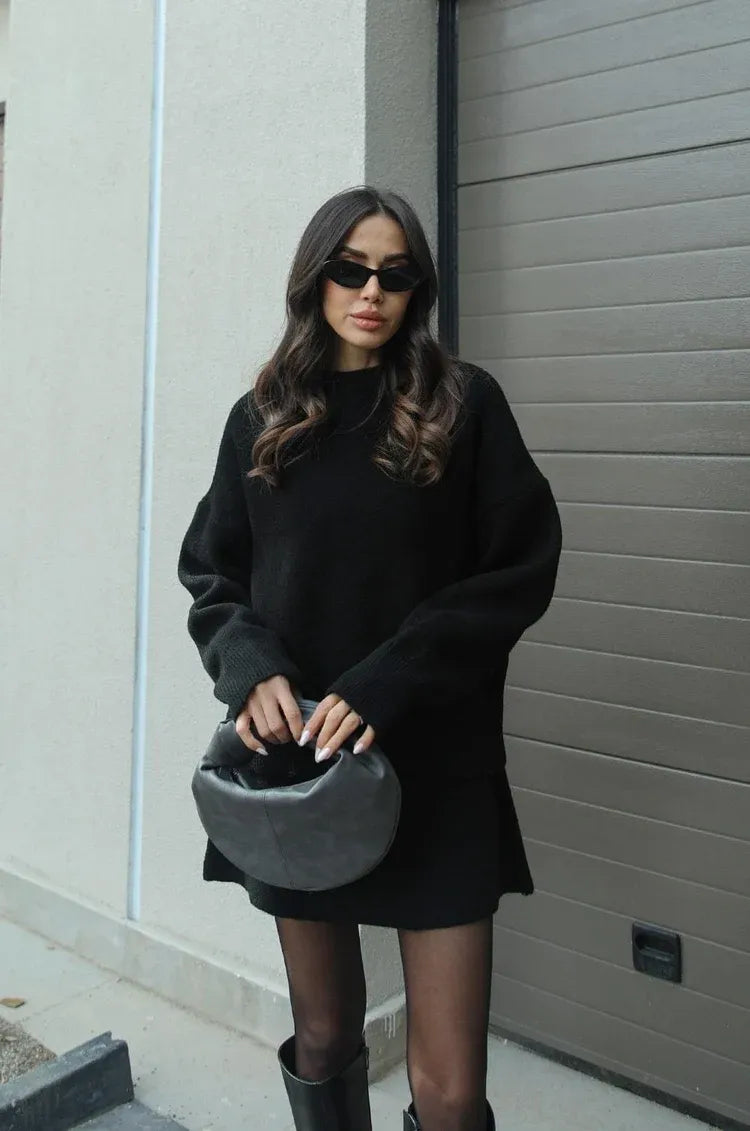HELENA - Knitted Skirt Suit (Top + Skirt)