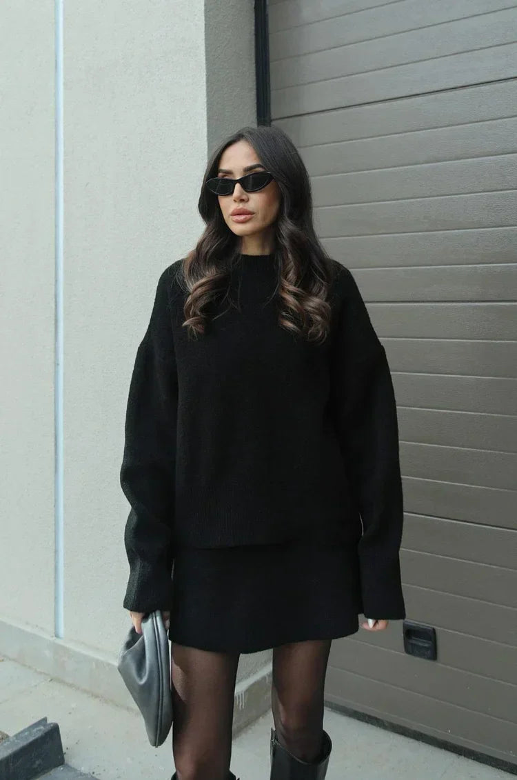 Simona - Knitted Skirt Suit (Top + Skirt)
