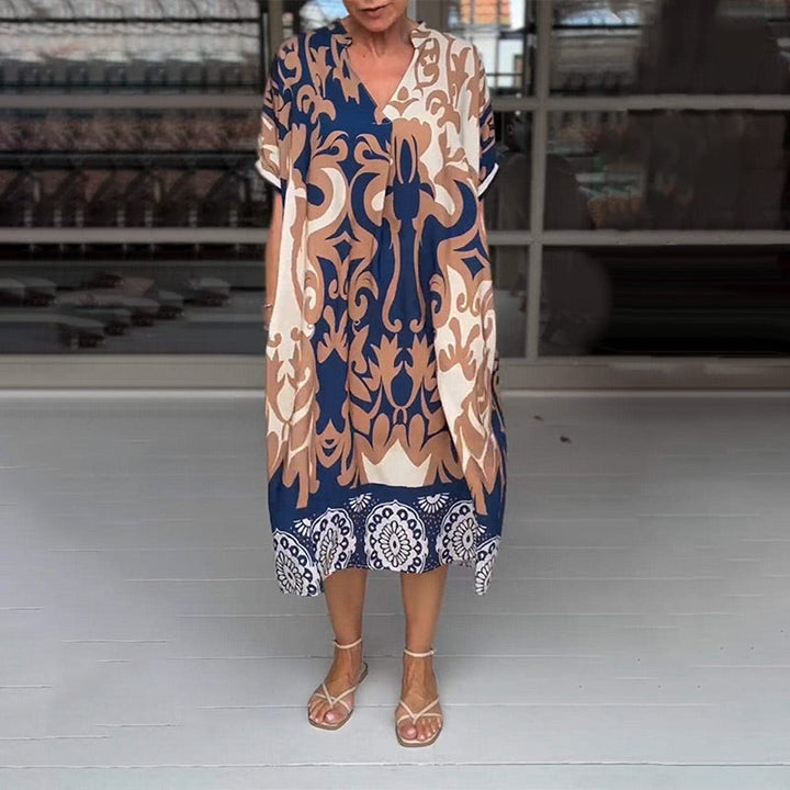 Alessia | Flowy Midi Dress with V-Neck