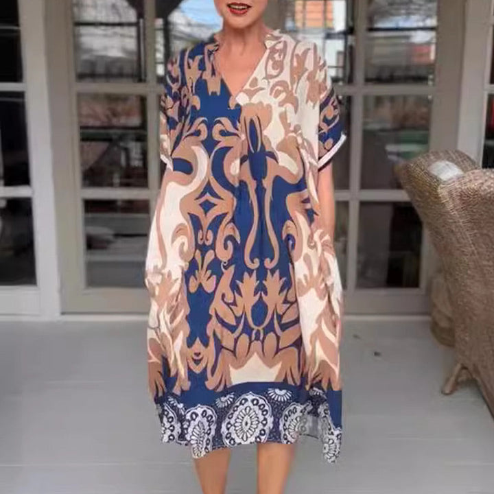Alessia | Flowy Midi Dress with V-Neck