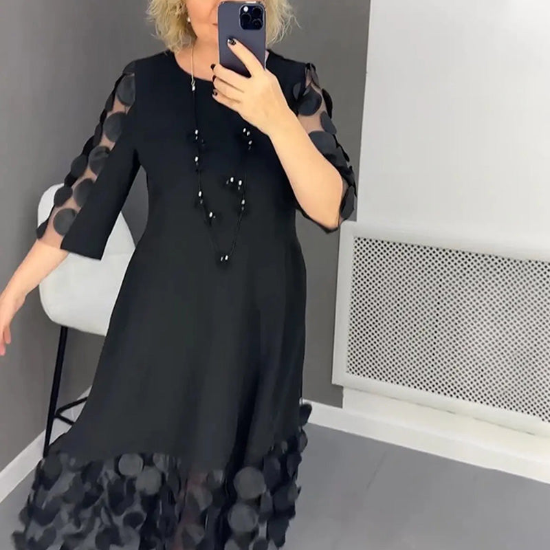 Demi | Flared Midi Dress with Polka Dot Print