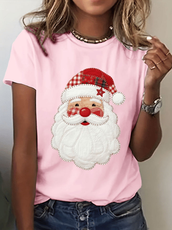 Women's Santa Claus Print Short Sleeve T-Shirt