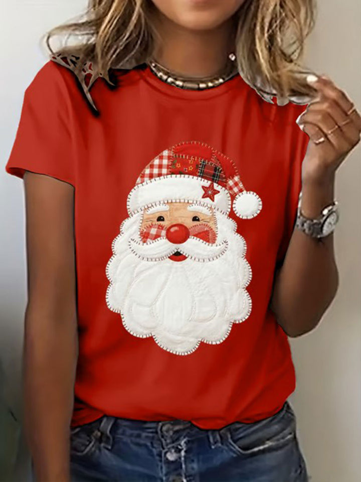 Women's Santa Claus Print Short Sleeve T-Shirt