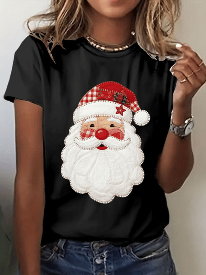 Women's Santa Claus Print Short Sleeve T-Shirt