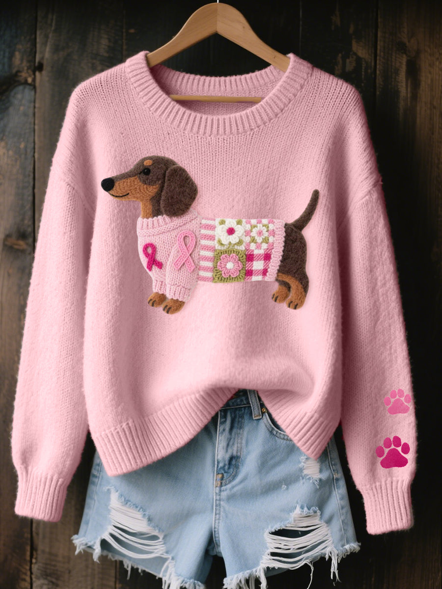Dachshund Love™ – Comfortable Patchwork Knit Sweater