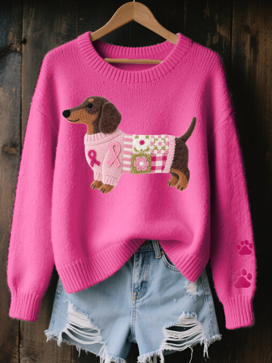 Dachshund Love™ – Comfortable Patchwork Knit Sweater