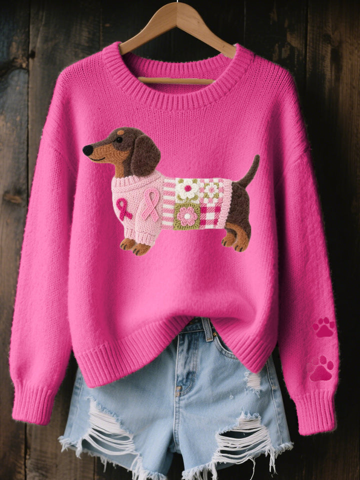 Dachshund Love™ – Comfortable Patchwork Knit Sweater