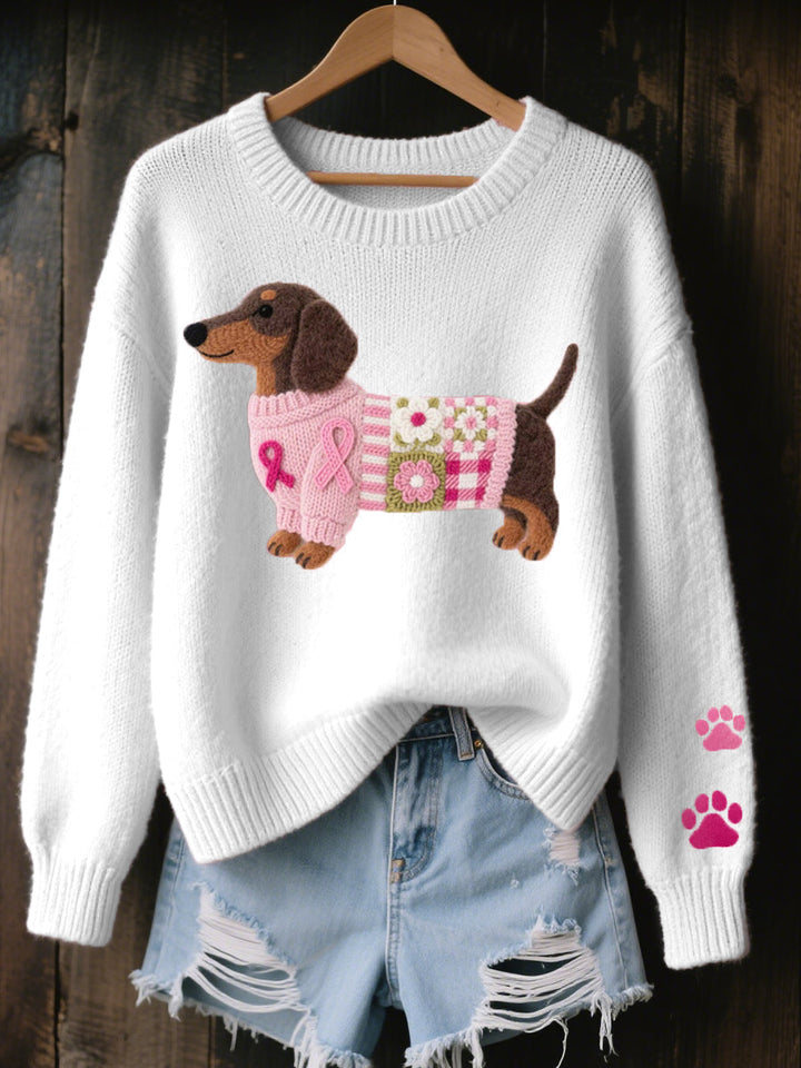 Dachshund Love™ – Comfortable Patchwork Knit Sweater