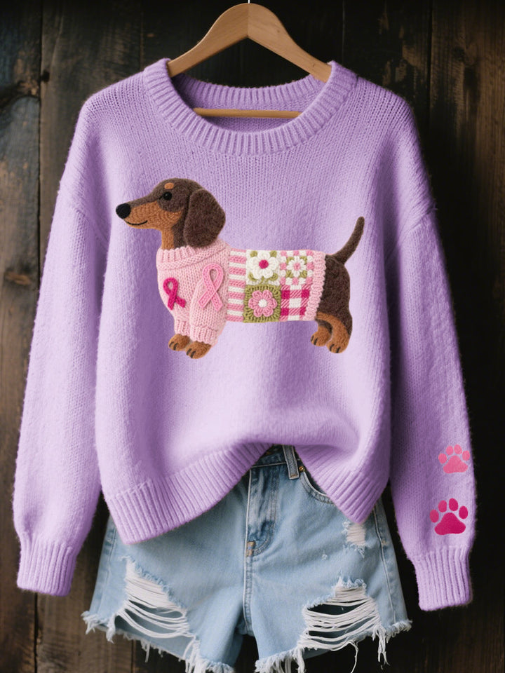 Dachshund Love™ – Comfortable Patchwork Knit Sweater