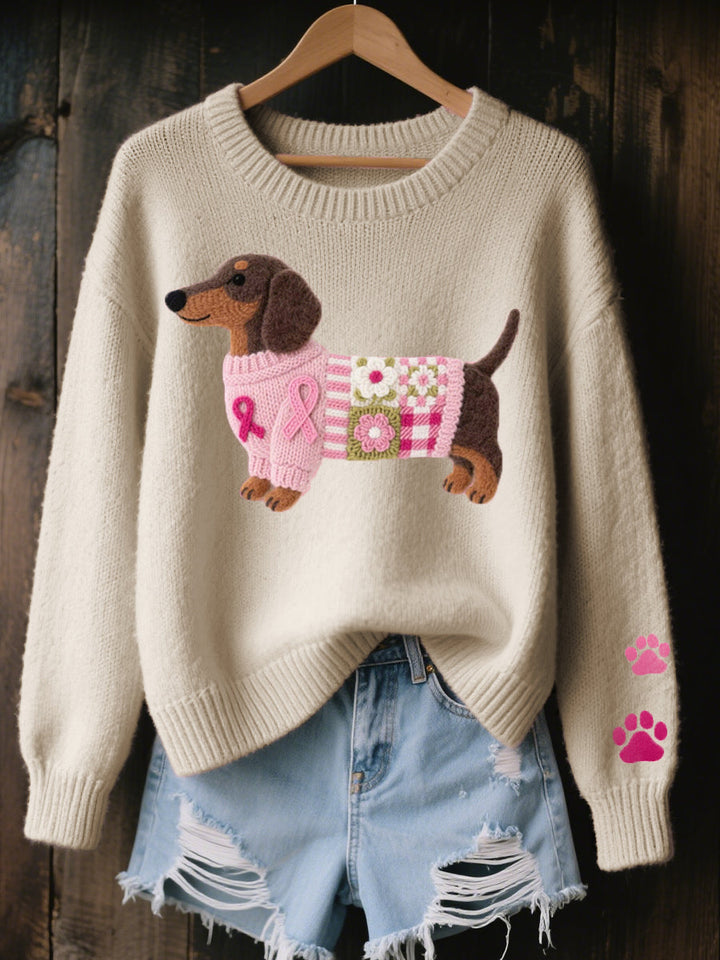 Dachshund Love™ – Comfortable Patchwork Knit Sweater