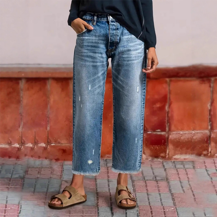 Retro Short Straight Jeans for Women