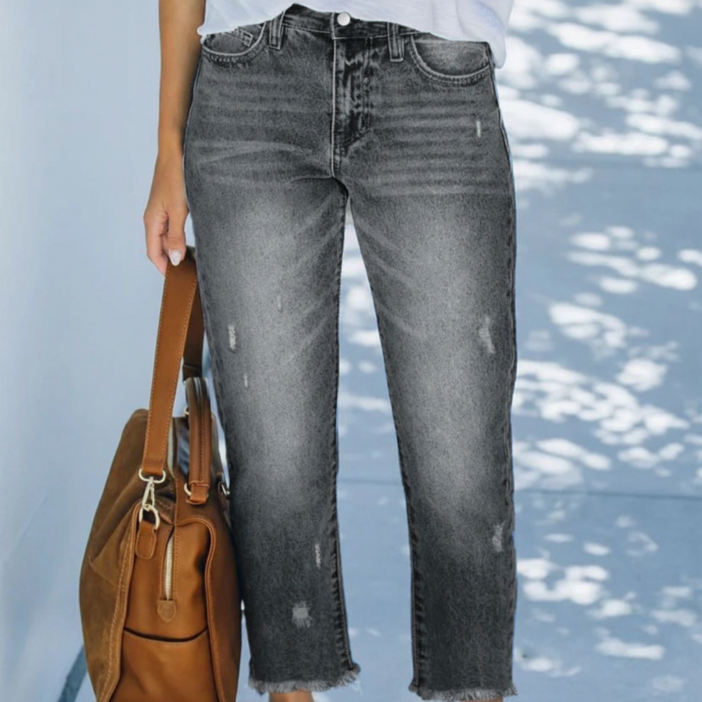 Retro Short Straight Jeans for Women